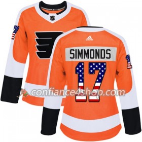 Adidas Maillot de Hockey Philadelphia Flyers Wayne Simmonds 17 2017-2018 Orange USA Flag Fashion Authentic - Femme